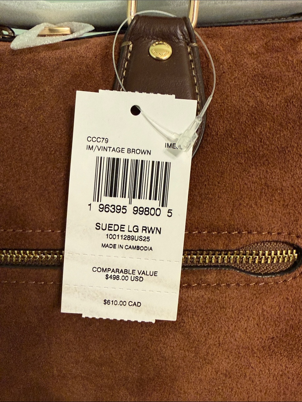 Coach Large Rowan Satchel in Vintage Brown Suede - Picture 2 of 8
